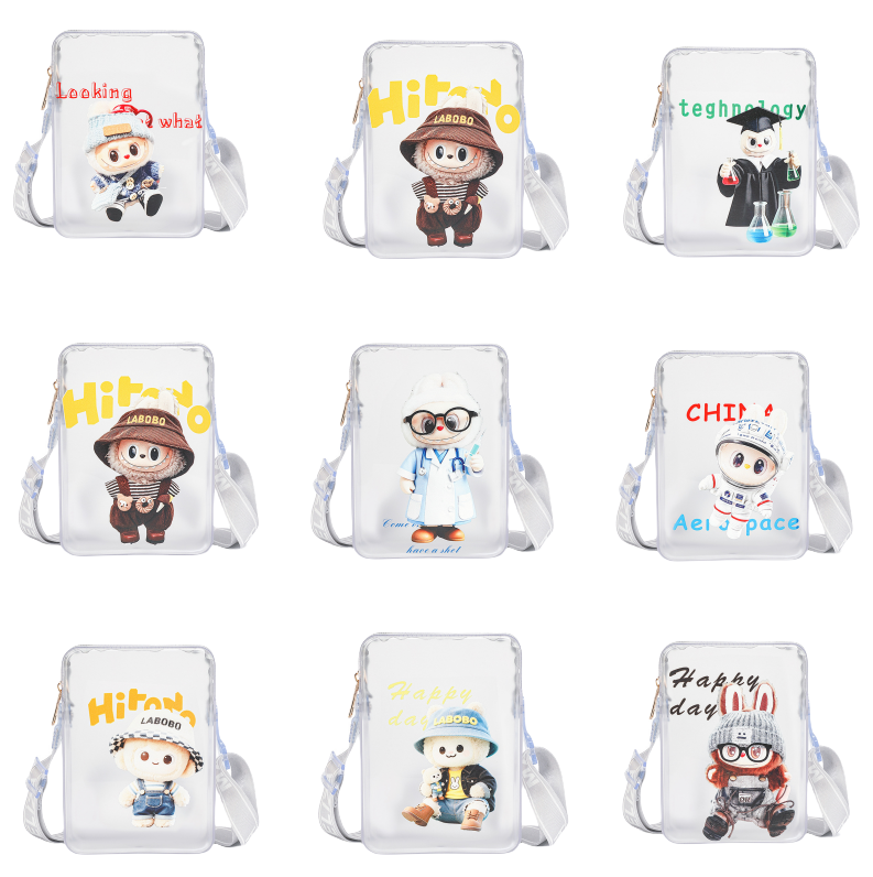 Cross Body Niche Mini Women's Transparent Crossbody Jelly Bag Cute Phone Bag Labubu