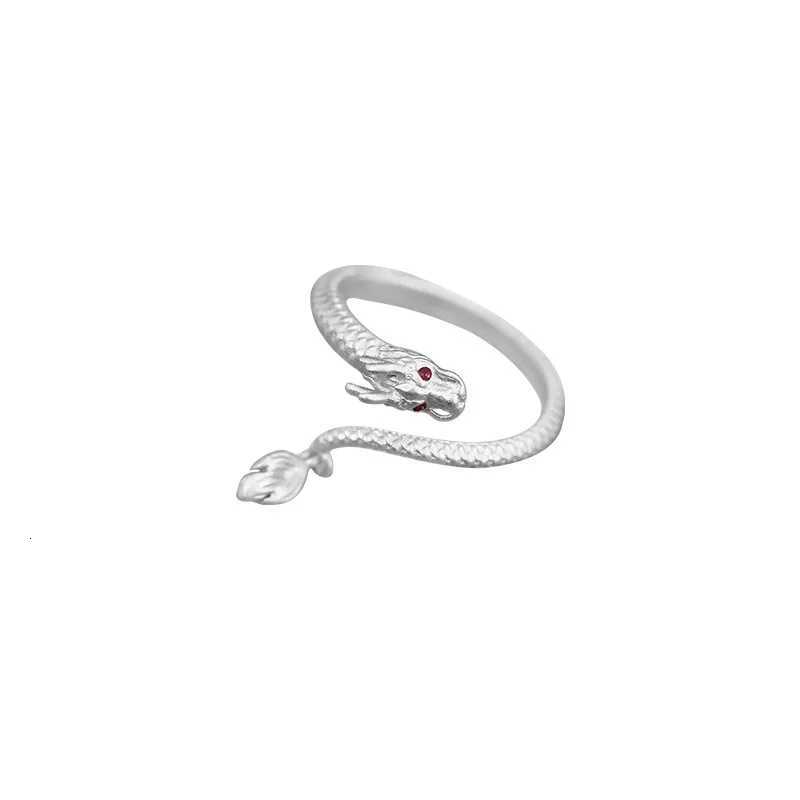 925 Sterling Silver Long Dragon Ring for Women Girl Irregular Texture Red Zircon Jewelry New Year Gift Dropshipping y250730