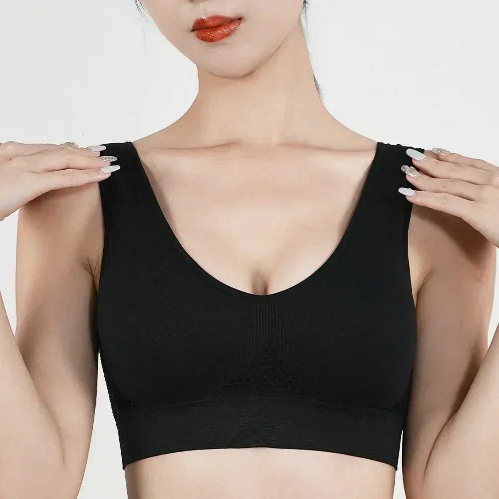 Womens ShoCKproof Sports Bra Tops Running Fitness Gym Mesh Hollow Removable Pad Underwear Wireless Bras Push Up Bralette Z250730