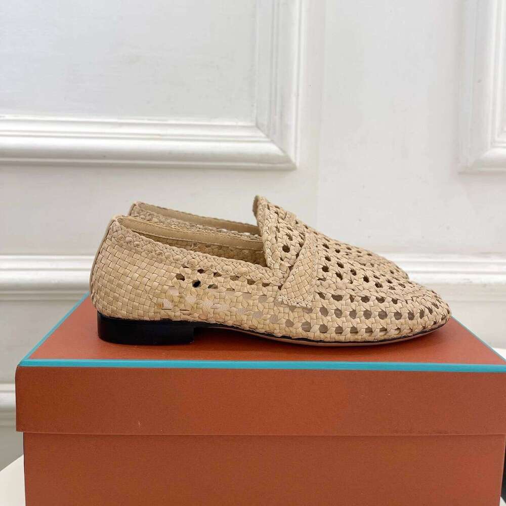 New Women Size35-41 Weaving Genuine Leather Flats Hollow Loafers Solid Colors Leisure Designer Shoes Zapatillas De Mujer fc8