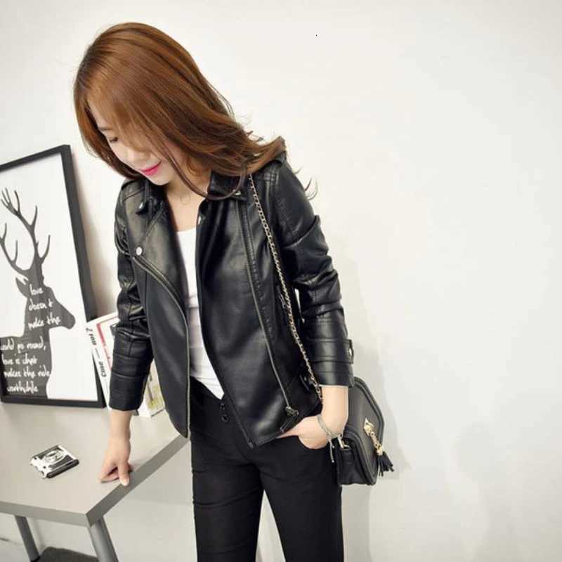 Fall Women Short Black PU Jacket Gothic Punk Style Fashion Motorcycle Leather Jacket Casual Wild Coat Goth Winter Coats M250729