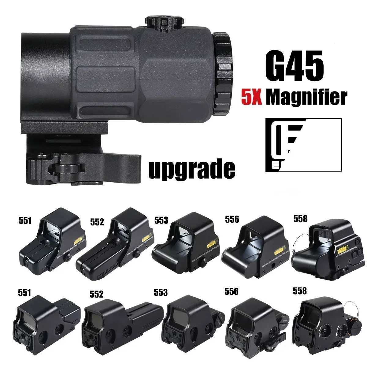 558 Holographic Collimator Red Dot Sight G43/G33 3X G45 5X Magnifier Airsoft Hunting Equipment with 20mm Mount QD Lever R250730