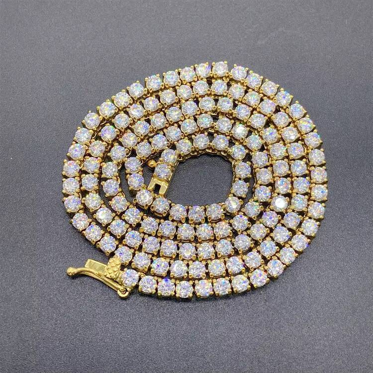 2025 Wholesale 5mm Premium Cluster Tennis Chain Choker Necklace for Women Gold Plated Iced Out CZ Diamond Trendy Style