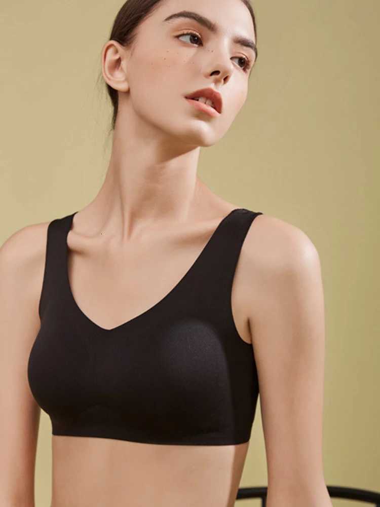 BirdTree Lining 92.1% Silk Braless Bra Women Solid Simple Comfortable Breathable Underwear 2024 Spring Summer New P41963QD Z250730