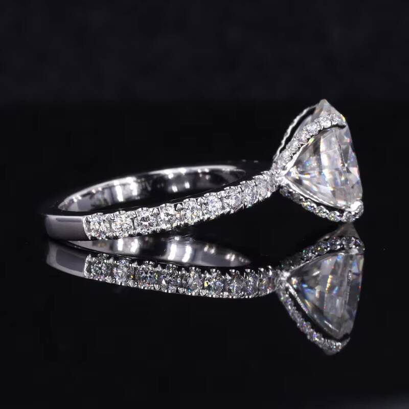 Starsgem Custom Made 14kt White Solid Gold 3 Ct Oval Brilliant Cut Moissanite Engagement Ring