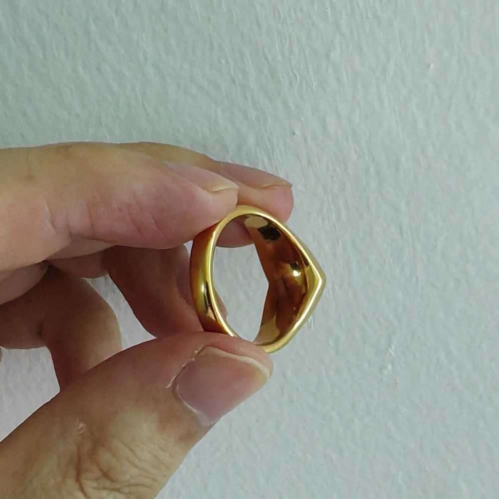 7 Simple Stainless Steel Heart Statement Rings for Women Gold Color Trendy Fashion Jewelry US Size 5 6 7 8 9 10 y250730
