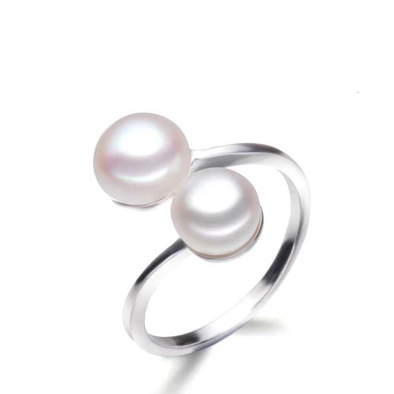 100% Natural Cultured Double Pearl Rings For Women Silver 925 Double Adjustable Ring With Pearl Birthday Gift y250730