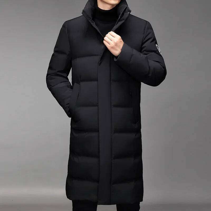 Long Men Down Coats Parkas Windproof Thick Padding Padded Winter Jacket Warm Stand Up Collar Male Coat MDNG