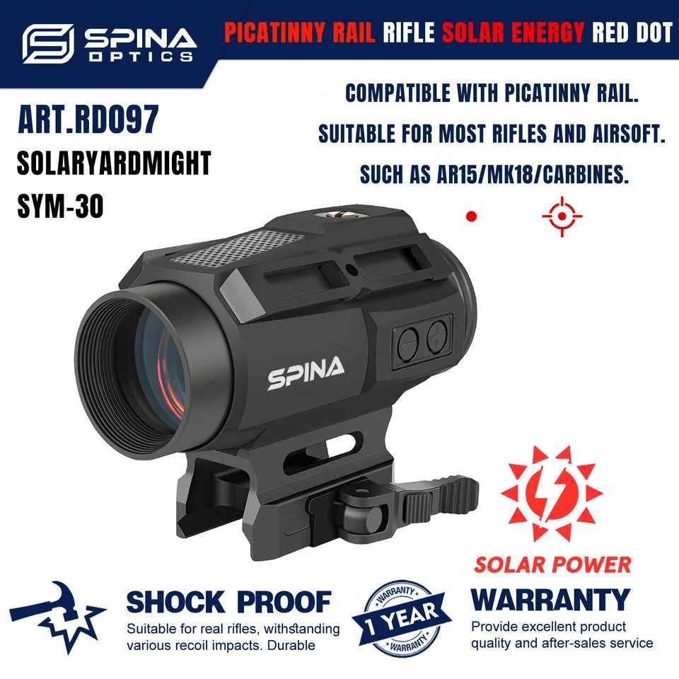 SPINA OPTICS SolarYardMight Solar Energy 1x30 Red Dot Sight Rifle Scope QD Mount Hunting Tactics AR CQB Sight Armed .223 5.56 .308 R250730