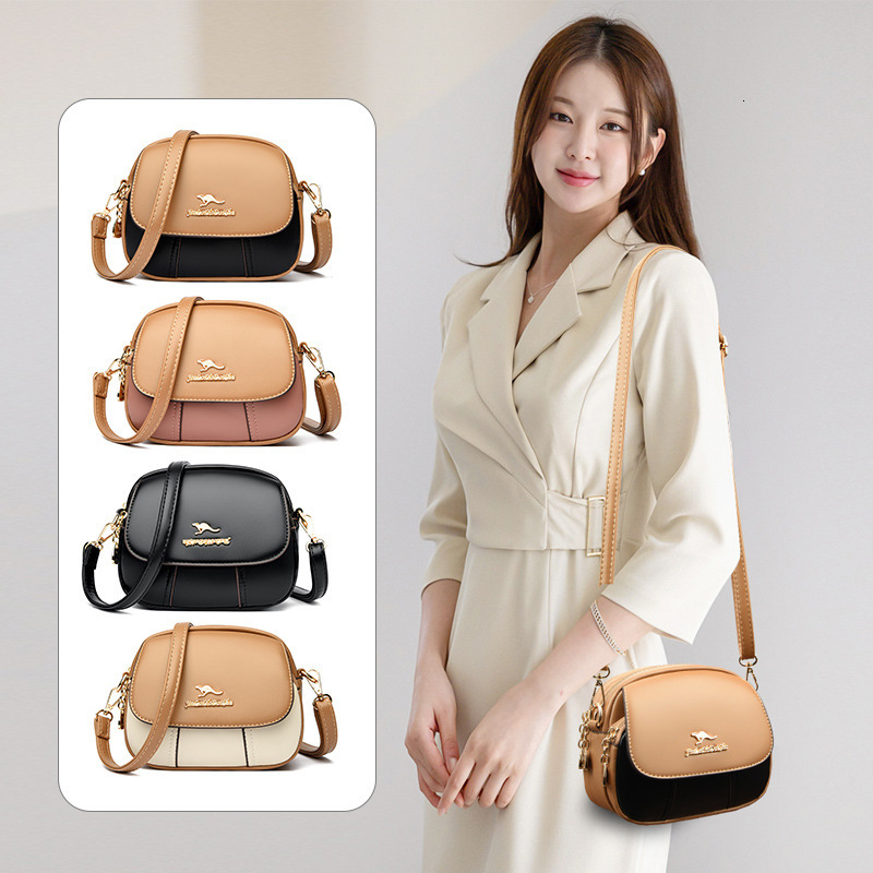 2025 Summer New Women's Shoulder Bag Color blocked Fashion Soft Leather Casual Shoulder Bag Phone Bag Niche Crossbody Bag New Designer Luxury Bag