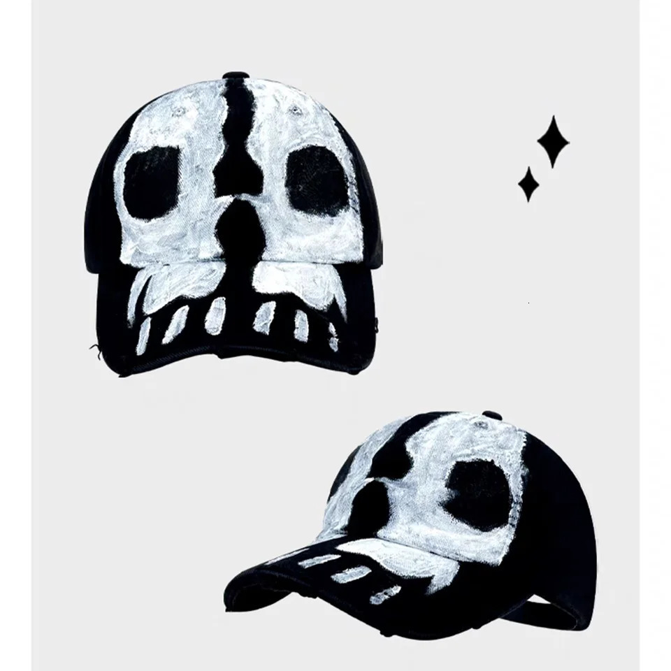Y2k Girl Graffiti Jeans skull head Cowboy Baseball Hat Wash Graffiti Hip Hop Cap Women Men Party Team Baseball Cap 250730