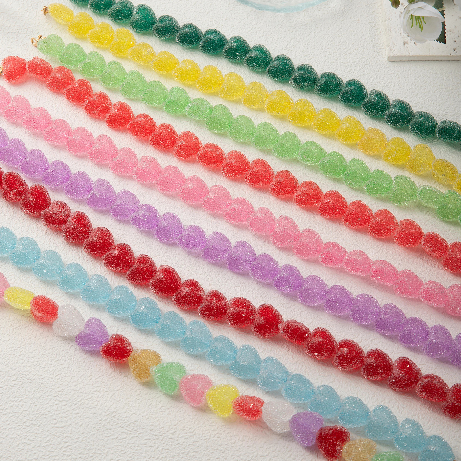 Colorful love resin necklace cute candy niche n high-end accessory womens necklace 250729