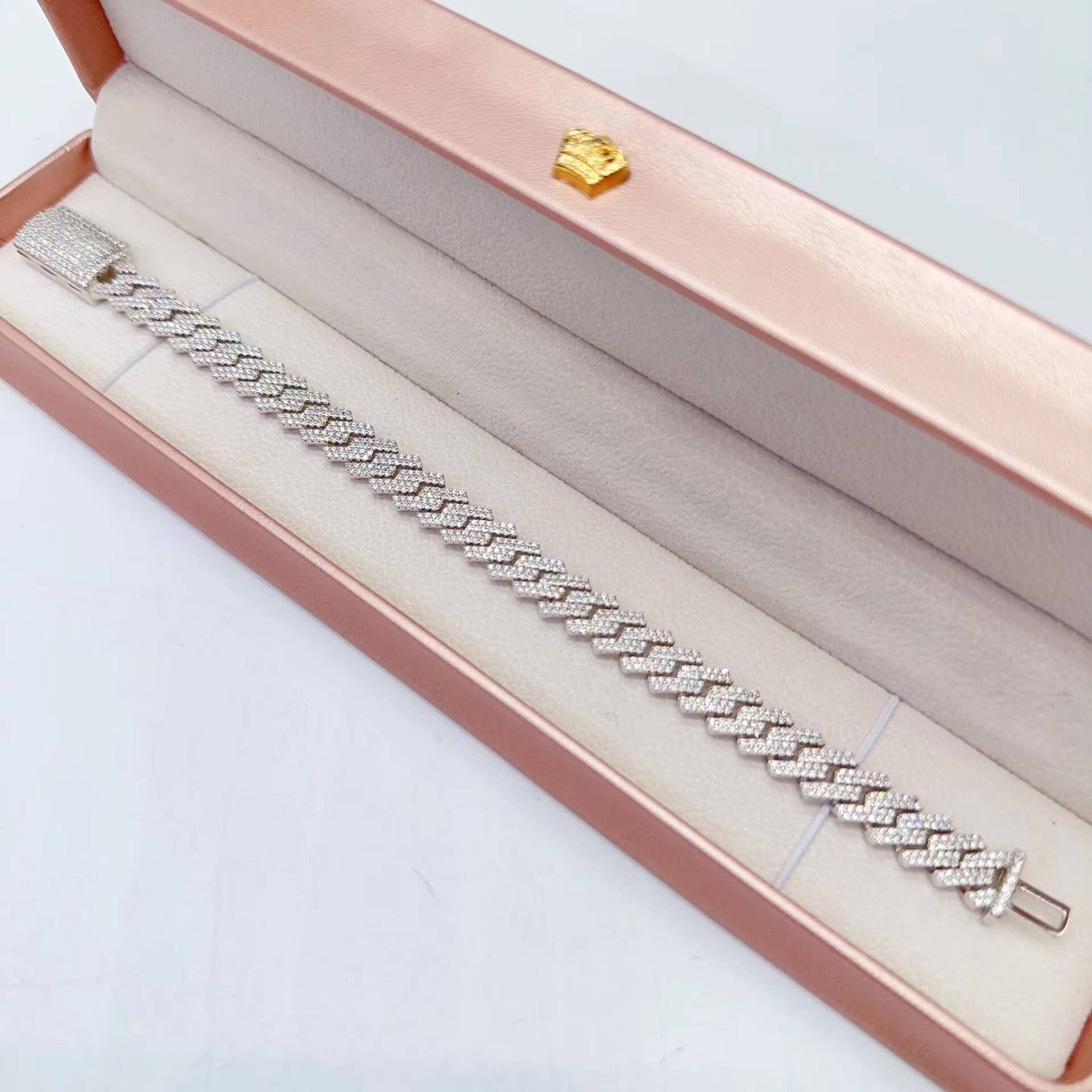 Wholesale Price Lab Diamond Moissanite Silver 925 Vvs Moissanite Iced Out Hip Hop Jewelry Cuban Bracelet