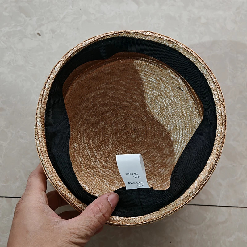 Summer Knitted Beret Womens Sun Hat Circle Concave Top Straw Hat Church Derby Party Beach Hat 250729