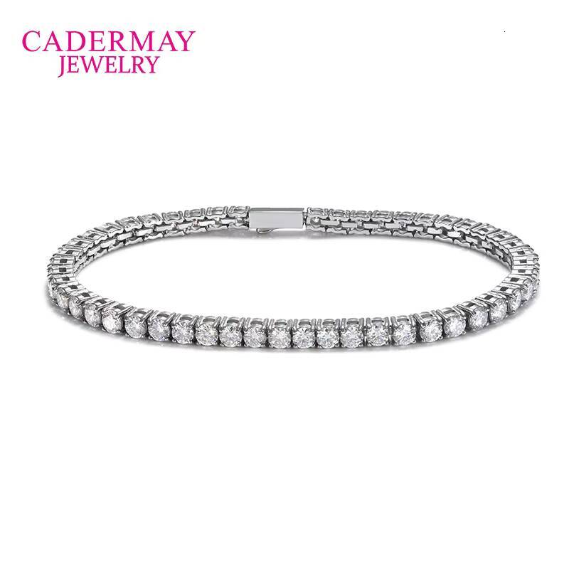 Cadermay Stainless Steel 316L 3mm D VVS1 Moissanite Bracelet Hiphop Iced Out Tennis Link Chain for Gifts