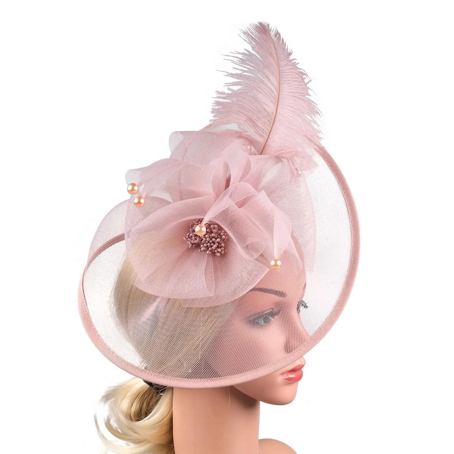 Chic Vintage Women Fascinator Hat Feather Mesh Yarn Feather Mesh Headband Elegant Bridal Headpiece for Women 250729