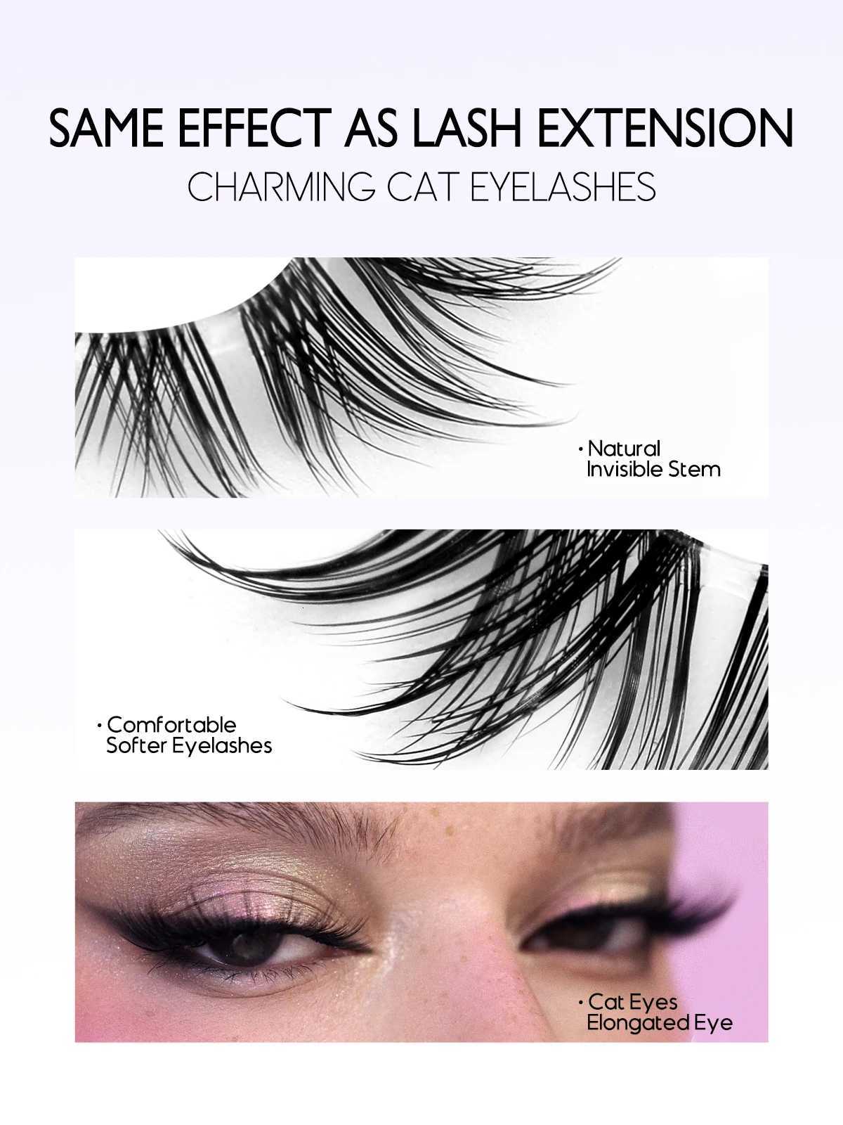Groinneya Cat Eye Lashes Half Lashes Soft Natural Faux Mink Eyelashes Fake Lashes Natural Look Wispy Winged End Eye Elongated Z250730
