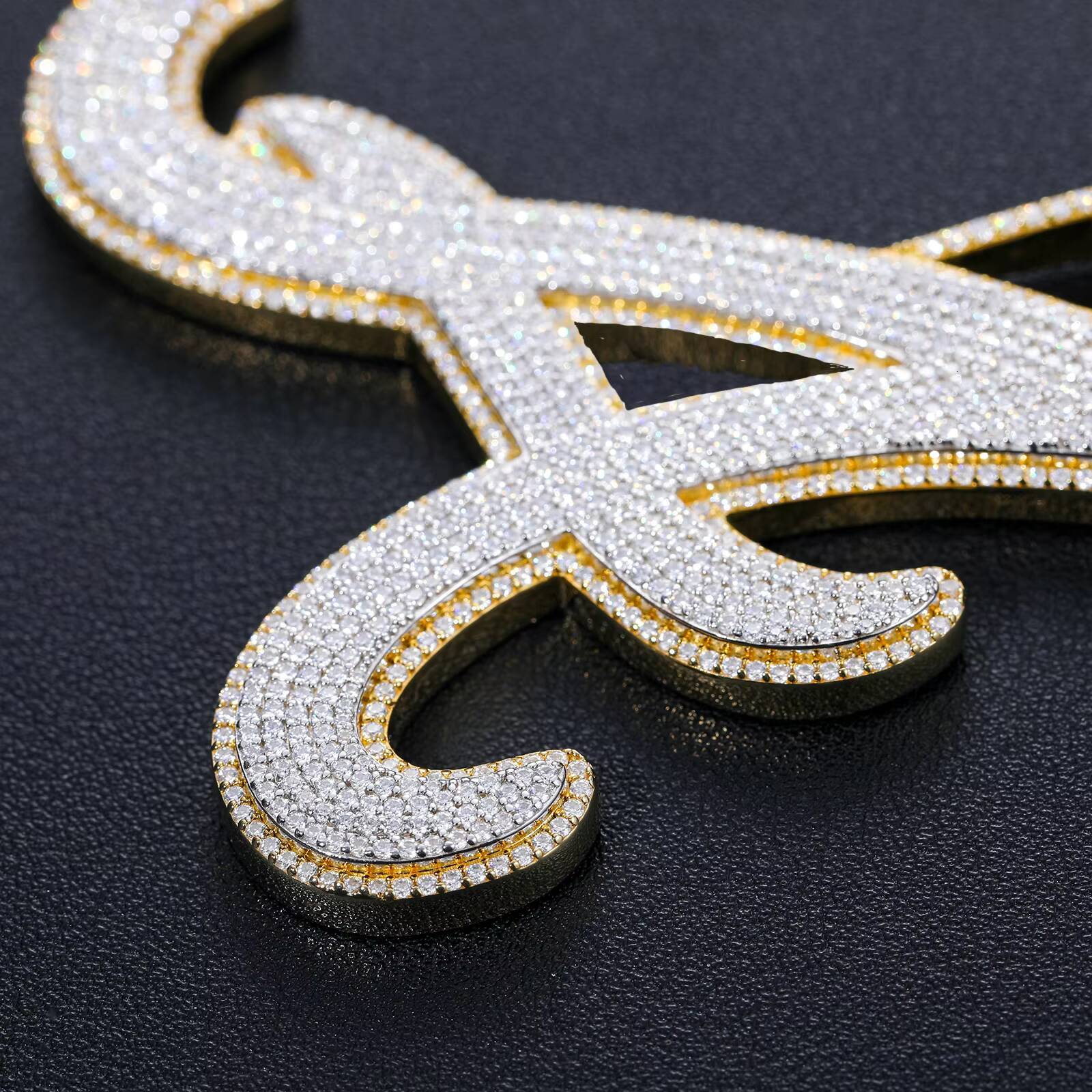 Micro Paved VVS Moissanite Iced Out Initial a Pendant Sparkling 925 Sterling Silver VVS Mossanite Diamond Hiphop Letter Pendant