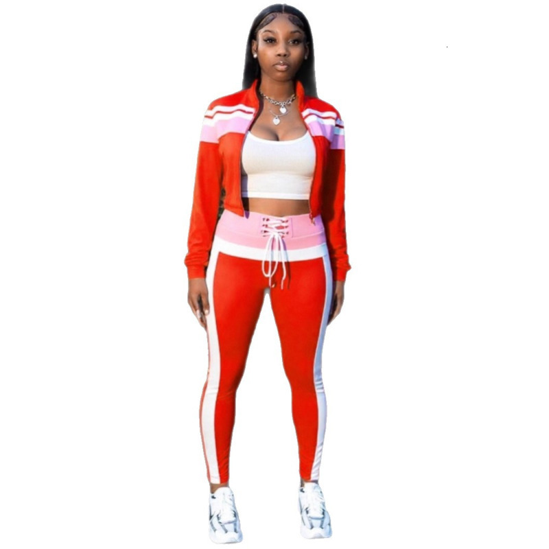 Women Tracksuits Two Pieces Set 2026 New Fashion Street Clothing Color Block Long Sleeve Zipper Cardigan Sports Casual Long Pants Sportwear 4 Colors