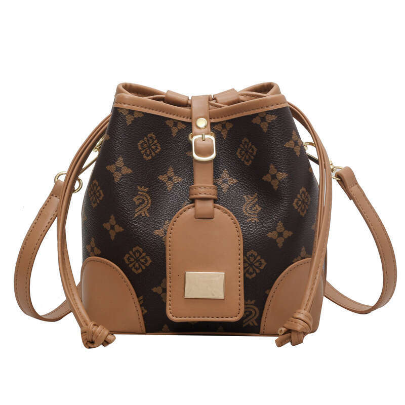 Designer for Women 2025 New Trendy Fashion Old Flower Crossbody Bucket Color-Block Texture Shoulder Bag