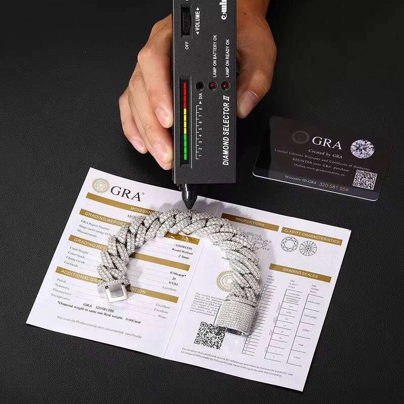 Bling 20mm 8inch Hiphop Cuban Chain Real 925 Sterling Silver VVS Moissanite Cuban Link Chain Bracelet