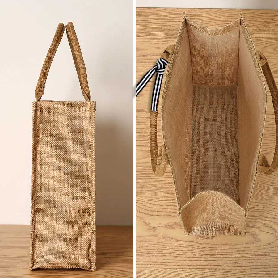 New linen tote bag large capacity tote bag bow tie shoulder bag picnic travel storage bag G250729