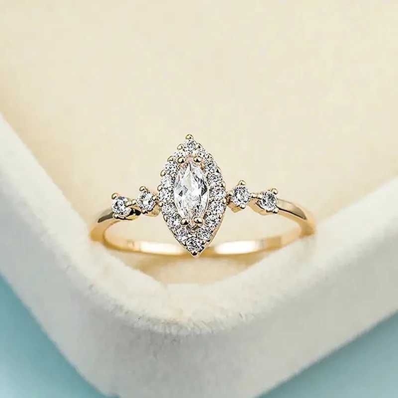 8 Exquisite Bridal Wedding Rings with Marquise Cubic Zirconia Luxury Gold Color Engagement Band Accessories Fashion Jewelry y250730