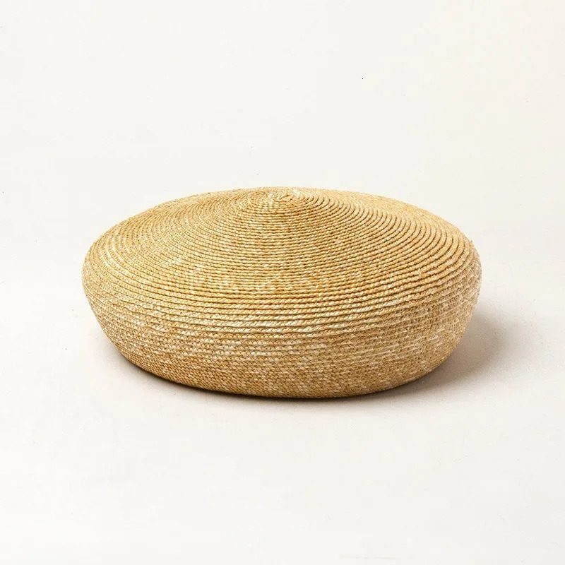 Spring and summer style delicate wheat straw hand-knitted beret fashion casual catwalk concave shape straw bud painter hat 250729