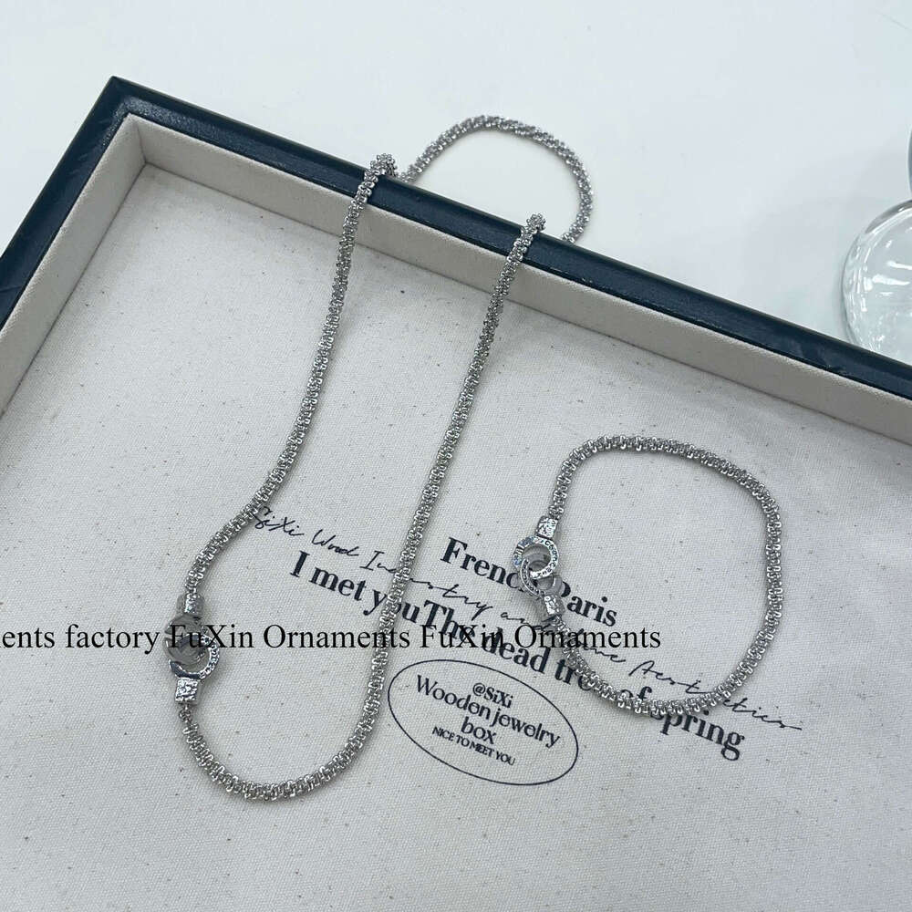 New Double Ring Lock Necklace Starry Sky Creative Personality Niche Bracelet for Women Simple Versatile Jewelry 203