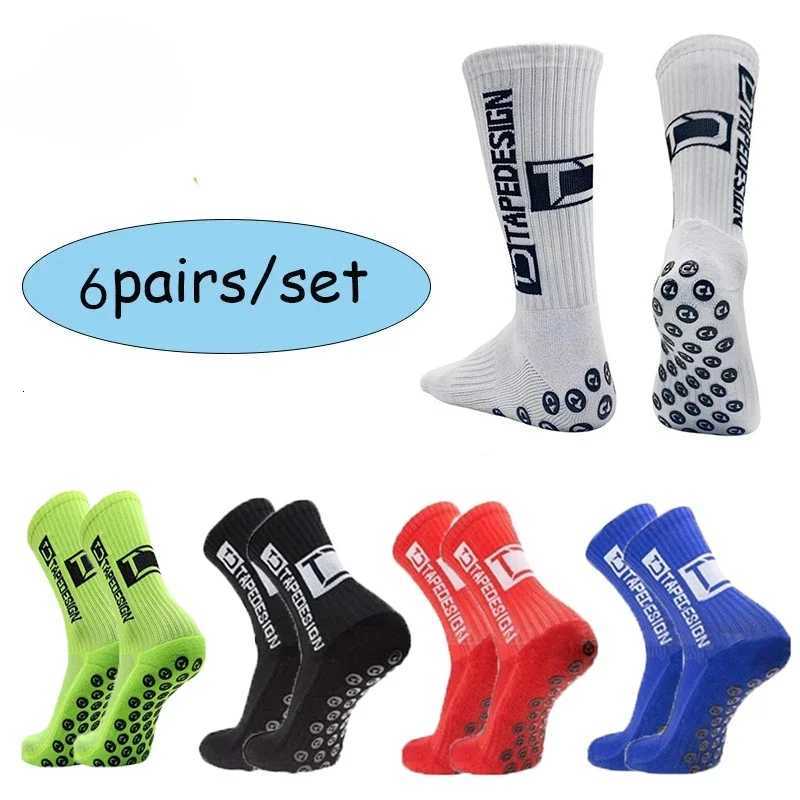 6Pairs/Lot New ANTI-SLIP Tapedesign Football Socks Mid Calf Non-Slip Soccer Sport Cycling Sports Mens Socks EU38-44 Z250731