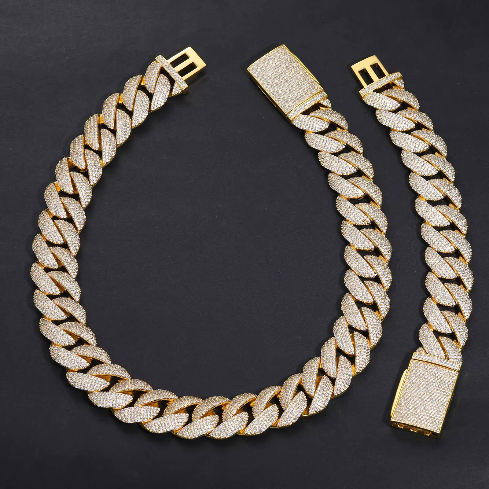 Luxury Bling Rappers Hip Hop Jewelry 23mm 925 Sterling Silver 5 Rows VVS Moissanite Iced Out Thick Cuban Link Chain Necklace