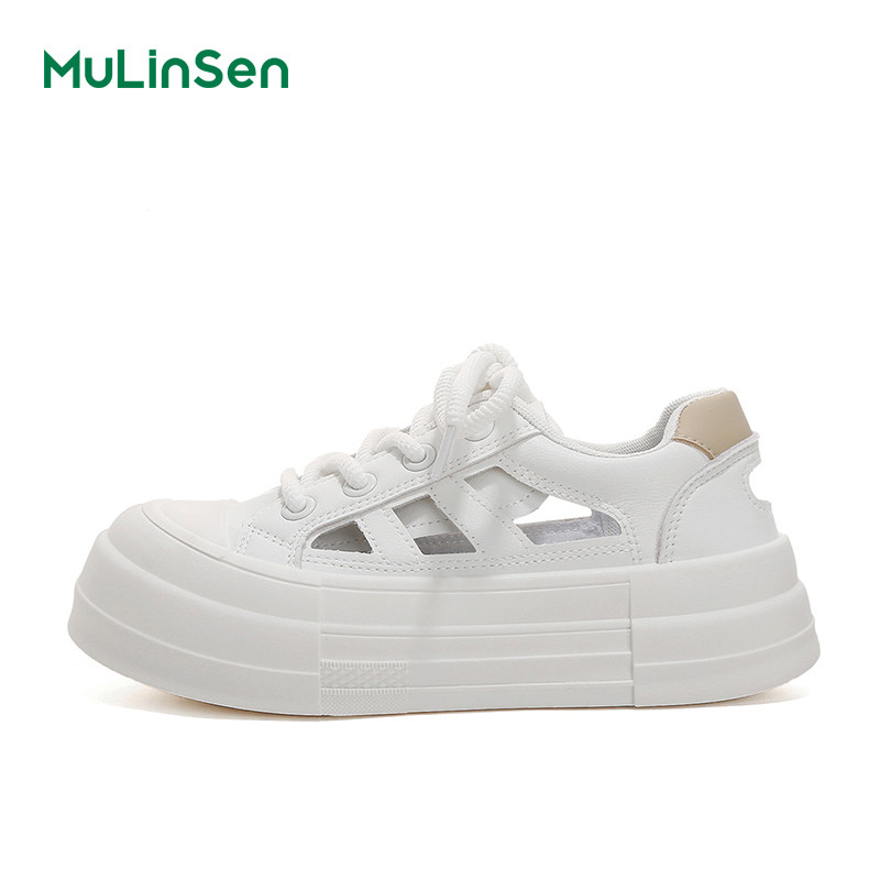 Mulinsen sneakers women's 2025 new summer hollow breathable ugly cute big head sports sandals women's casual white shoes