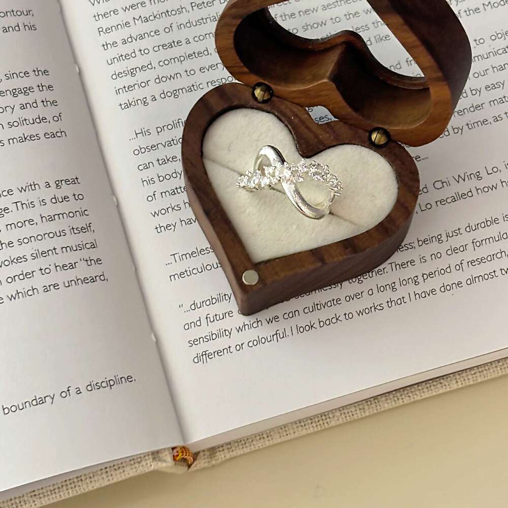 Niche Light Luxury Design Irregular Cross Full Silver Brushed Wave Zirconia Open Ring b6e