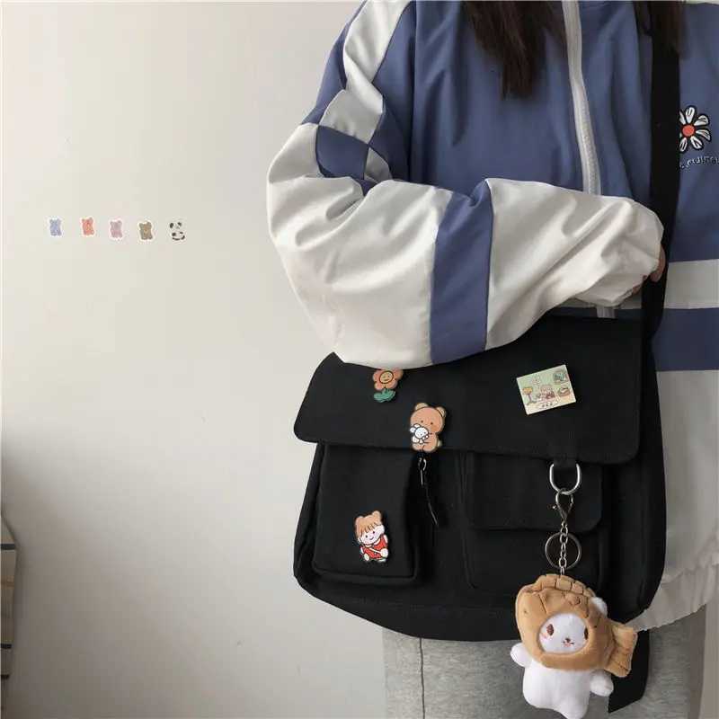 Women Simple Messenger Bag Casual SaTChel Ladies Handbags Shoulder Bag Pouch Sweet Printed Canvas Cross School Bags Purses Y250730