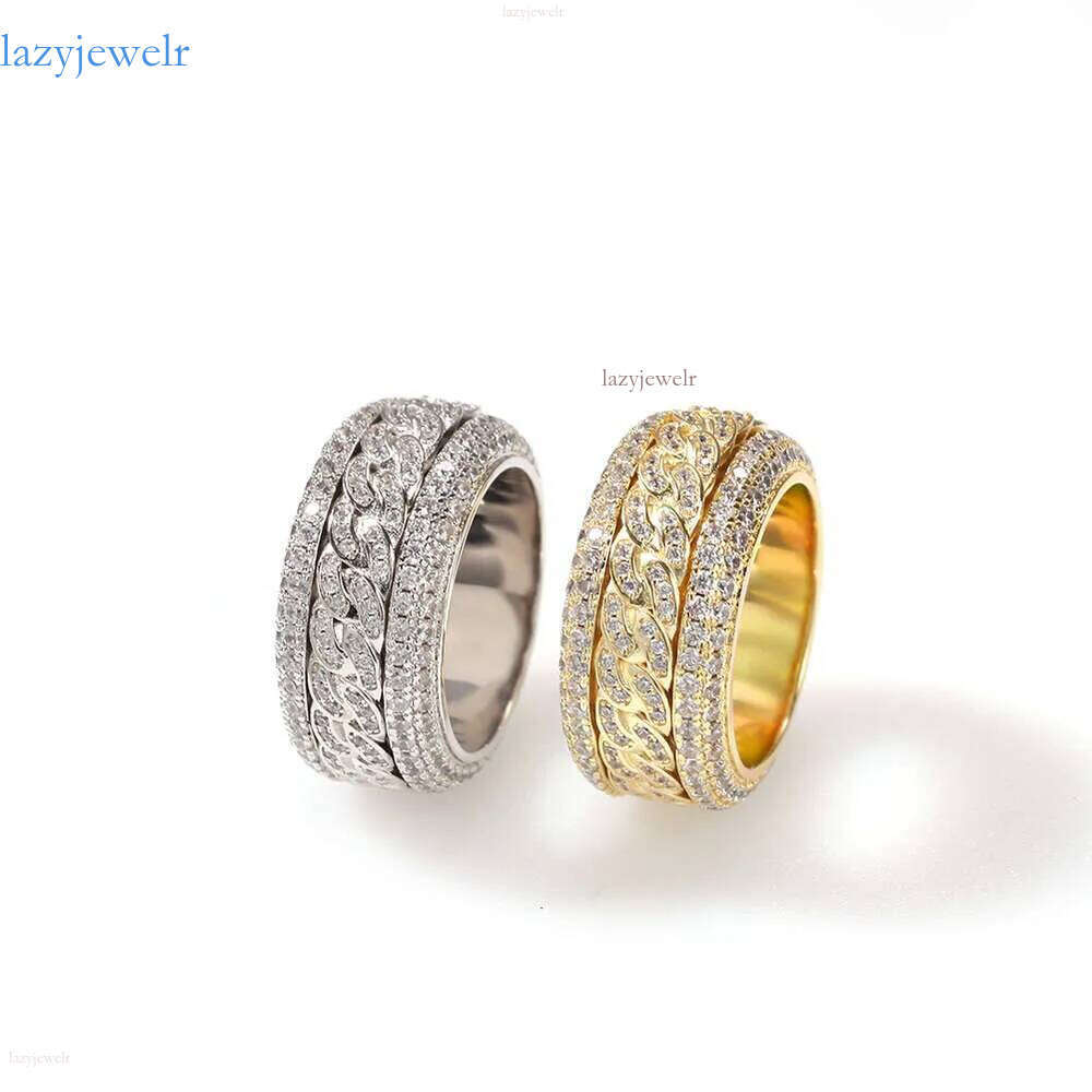 Hip Hop Rotable Cuban Gold Fashion Personality Trendy Ring moissanite dia gold sterling sier cuban women ring