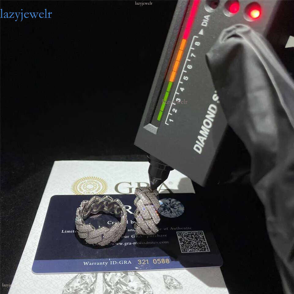 Band Custom Hip Hop Sterling Sier Vvs Moissanite Dia Rings Men Iced Out Ring Gold Plated Cuban