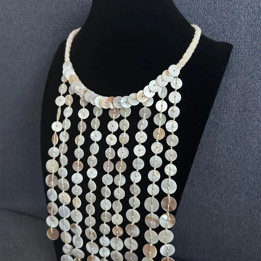 Bead Handmade Woven Shell Necklace Multilayered Summer Beach Style Collarbone Chain Womens Fashion Jewelry Accessories 250716