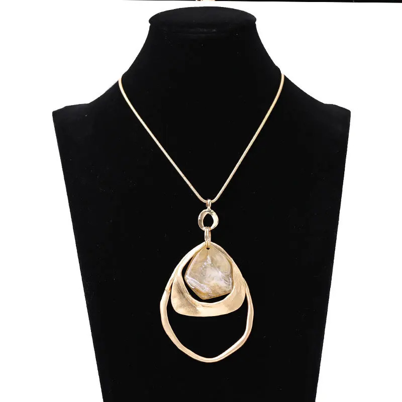 Kaseakia Retro Metal Resin Pendant Womens Simple Sweater Chain Long Necklace 250729