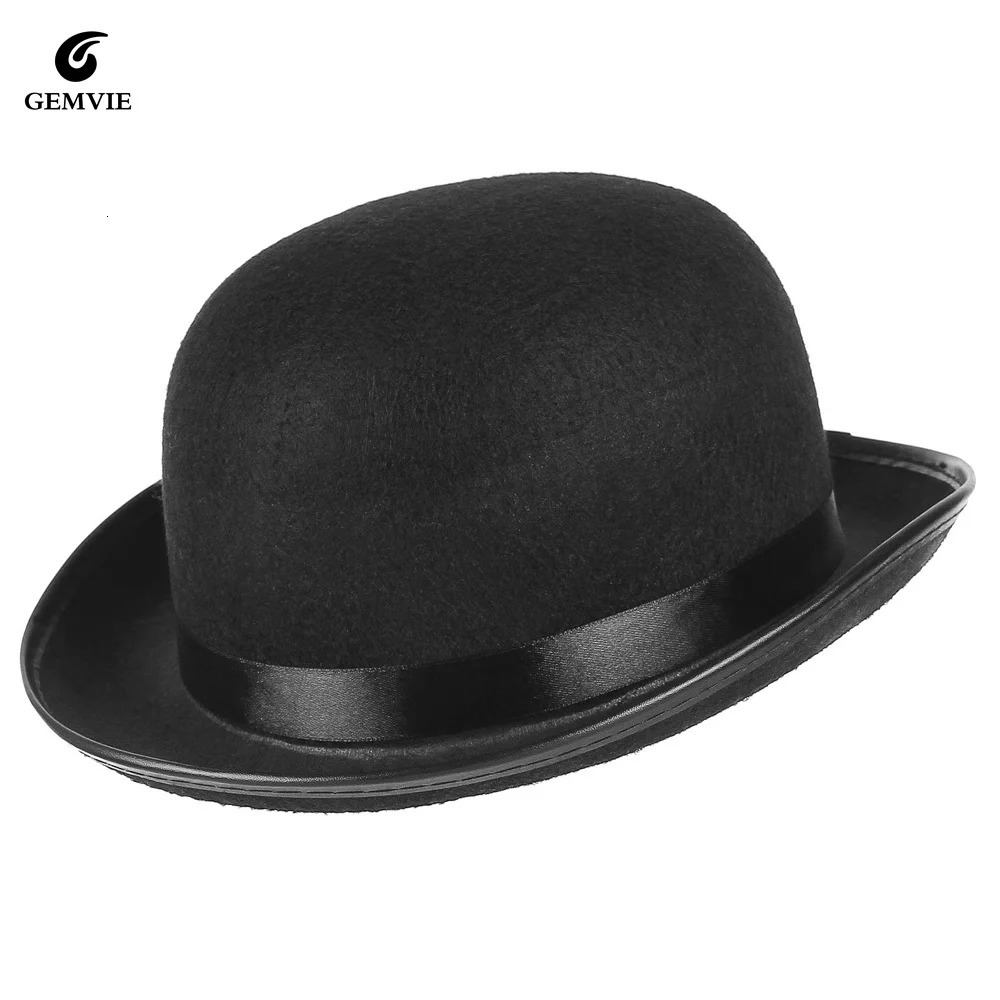 GEMVIE Classic Black Felt Derby Hat Lightweight Bowler Hat Novelty Costume Hat for Party Dress Ups 250730