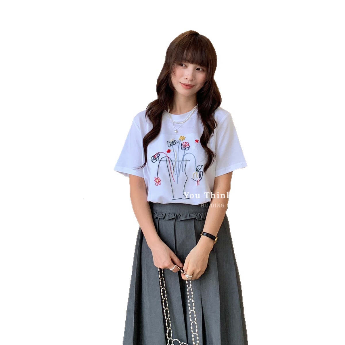 2025 Summer New Fashionable Heavy Embroidery Craft Design Multi functional Women's Short sleeved T-shirt New Designer T-shirt