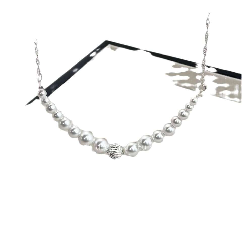 Gold Sier White Gradient Pearl Necklace New Exquisite Versatile Sweater Chain Niche Fashion Design High-end Choker 4eb
