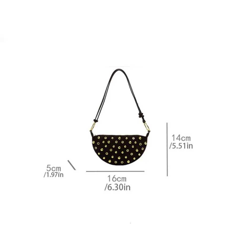 Trendy Metal Stud Crossbody Bag Hollow Spicy Y2k Shoulder Bag Sweet Cool Korean Style Underarm Bag Y250730
