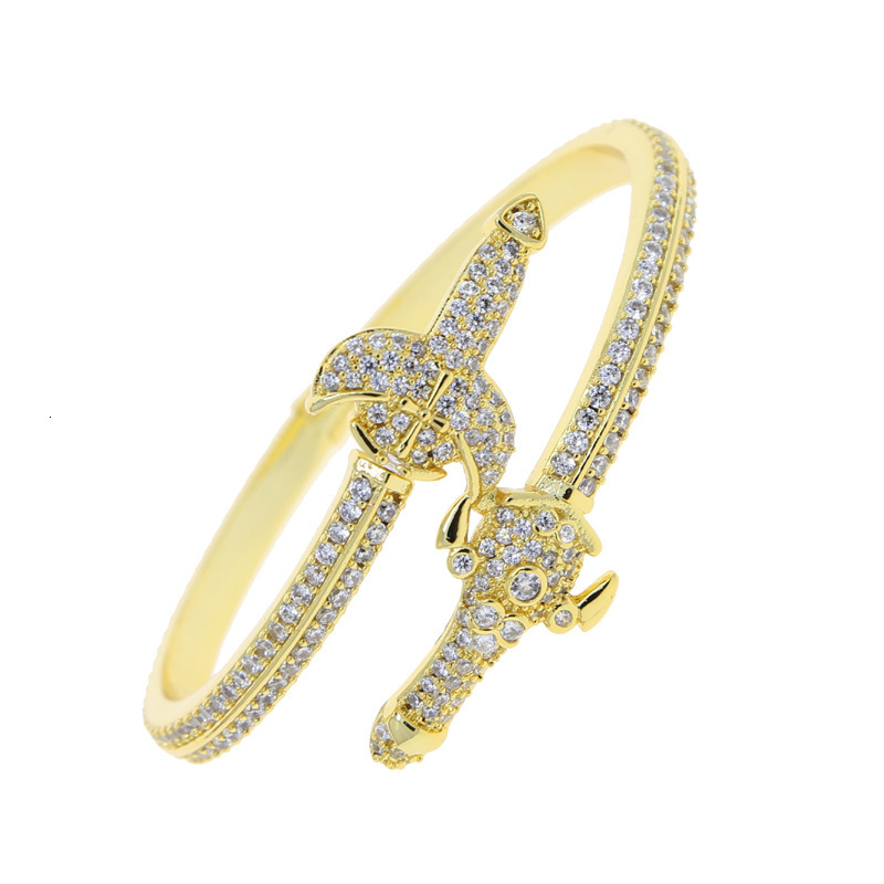 European and American Fashion New Double Sword Designer bracelet Cross Bracelet Export Madam Zircon Inlaid Men's Bracelet Hip Hop Accessories Who