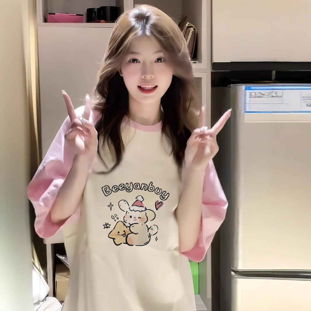 2025 set short sleeved women's T-shirt summer new hot style loose half sleeved high school and high school students new designer T-shirt