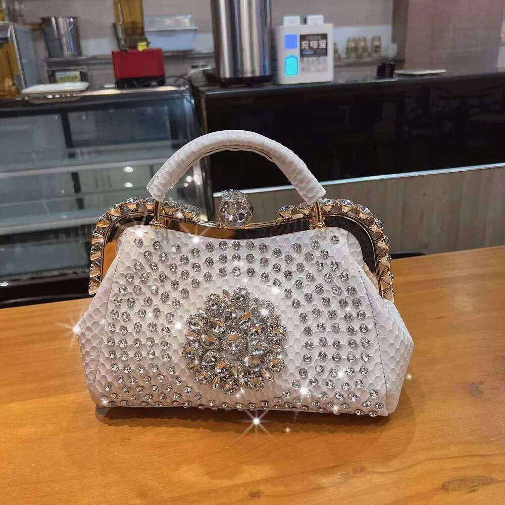 New Rhinestones Top-handle Bags For PU Leather Handbags Women Frame Designer Ladies Crossbody Bag Sac A Main