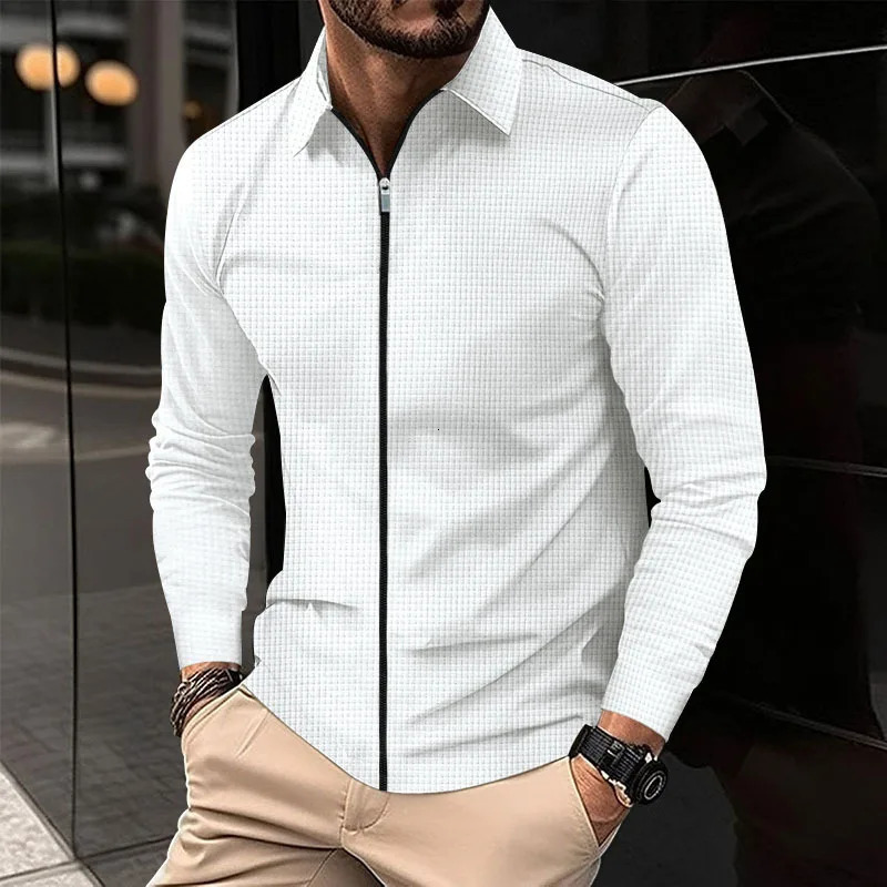 Waffle jacket mens lapel middleaged and young trendy outdoor sports style top 250730