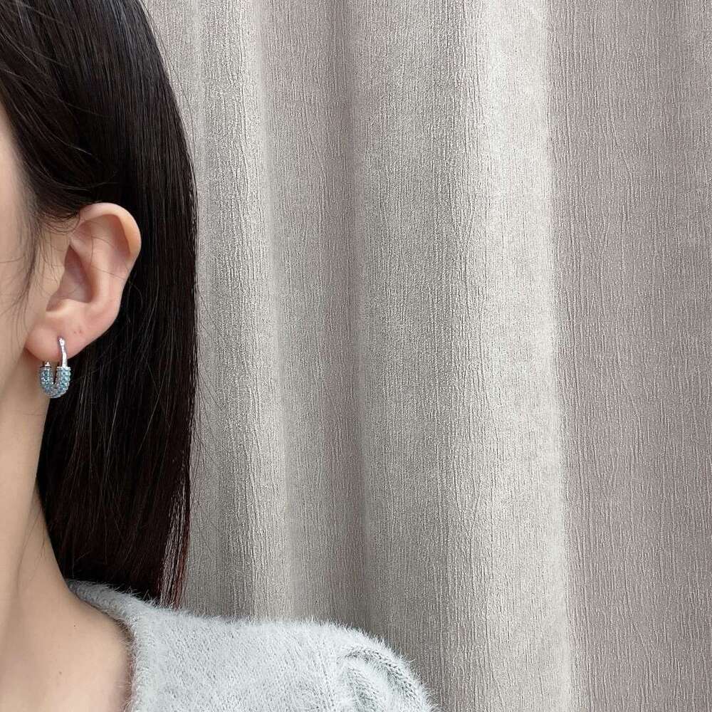 Trendy Fresh Simple Turquoise U-Shaped Elegant High-End Earrings for Women 95b