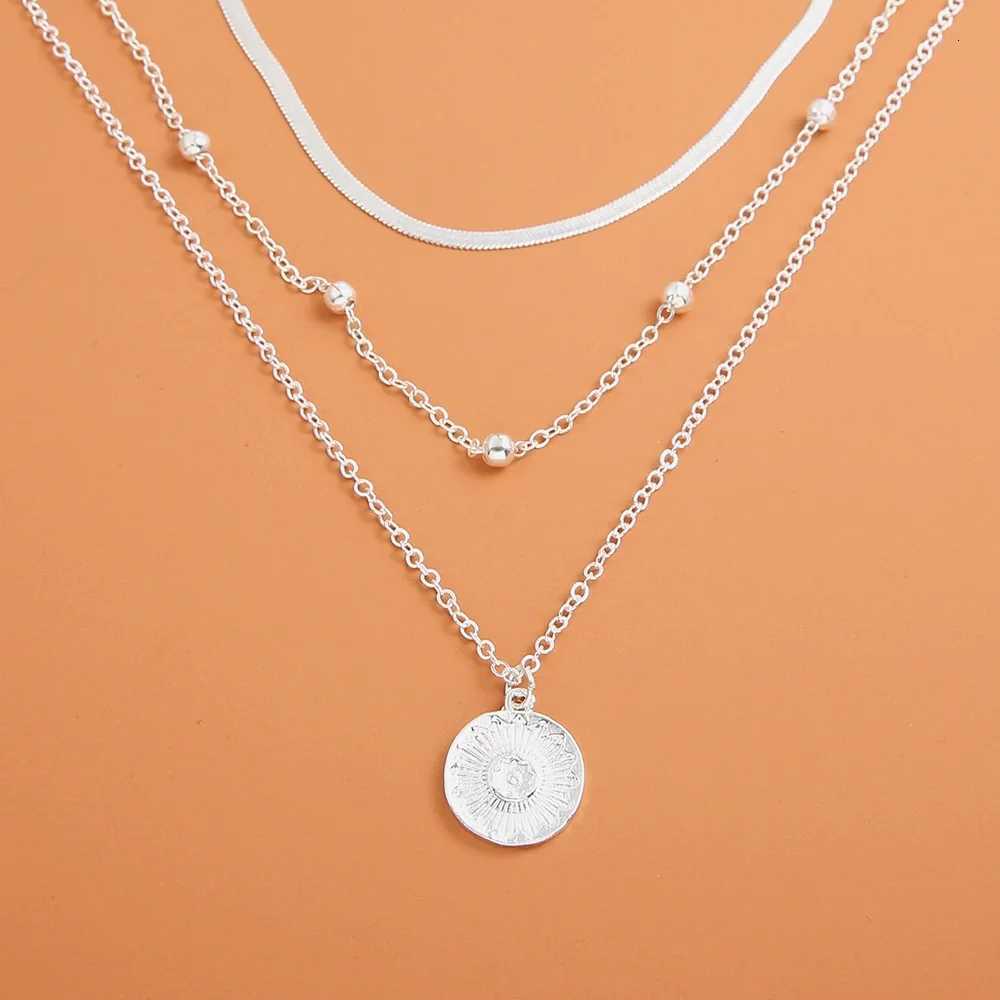 925 Sterling Silver Necklace for Women Gold Silver Color ThreeLayer Round Pendant Necklaces Wedding Engagement Jewelry Z250731 Z250910