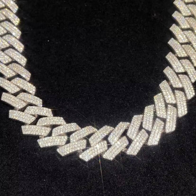 Cuban Link Chain 925 Sterling Silver Vvs Moissanite Custom Cuban Jewelry Necklace Link Chain Women Men