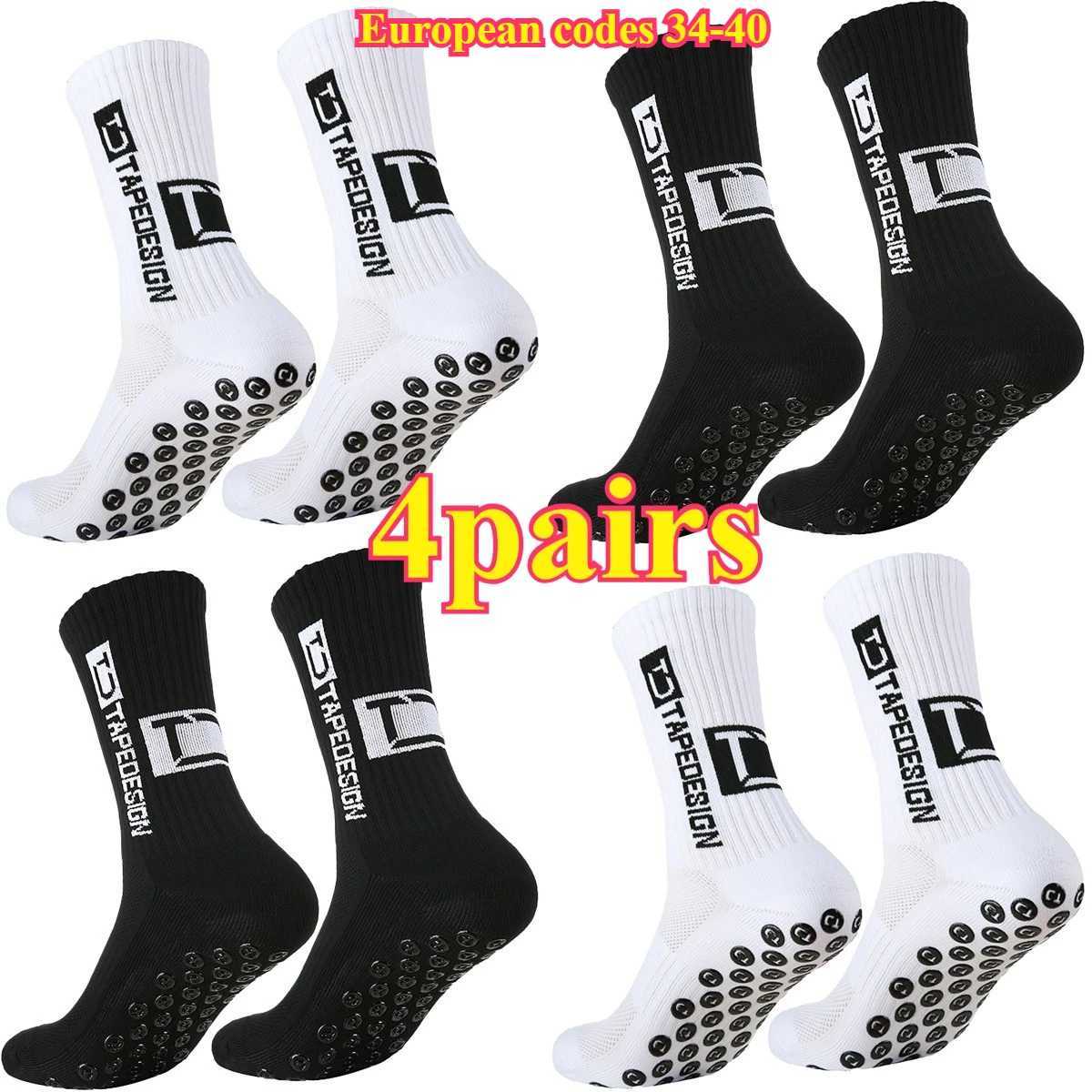 4pairs European size 34-40 TC mid tube glued football socks for sports training and competition non-slip and breathable socks Z250731